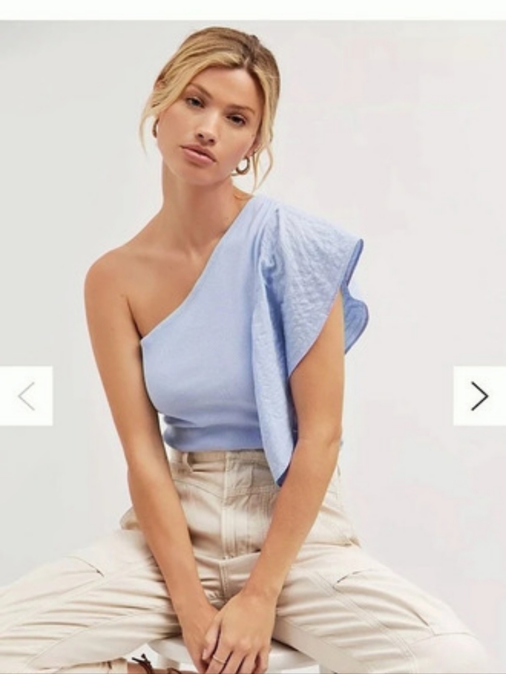 Anthropologie Ruffle One-Shoulder Top Blue
